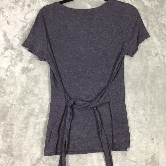 H by Bordeaux Womens Large Gray Ribbed Knit Scoop Neck Short Sleeve T-Shirt Top - Picture 13 of 13
